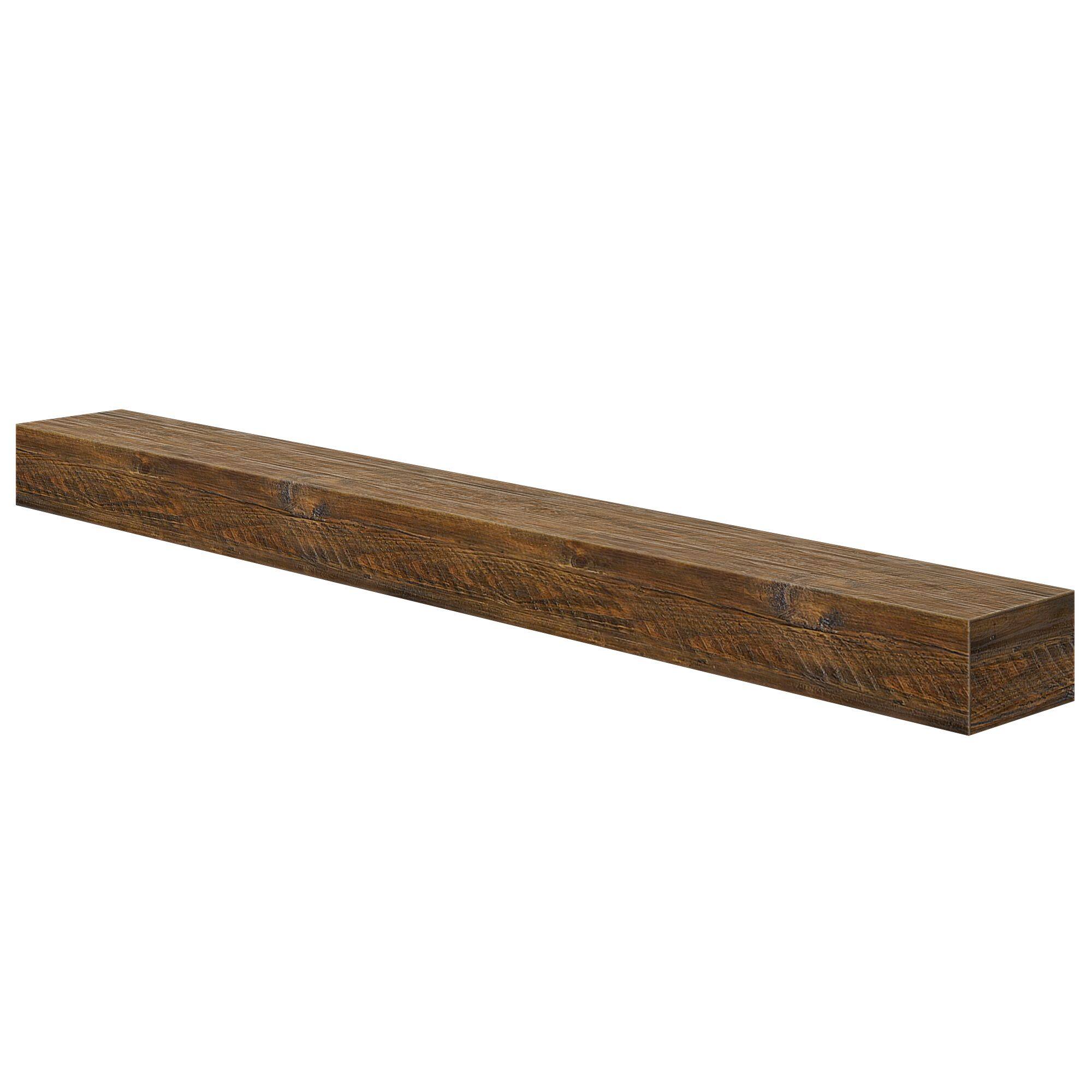Alt View 7. Plank+Beam - Rustic Floating Shelf/Fire Beam (72in / 1829mm), Rustic Barnwood - Rustic Barnwood.