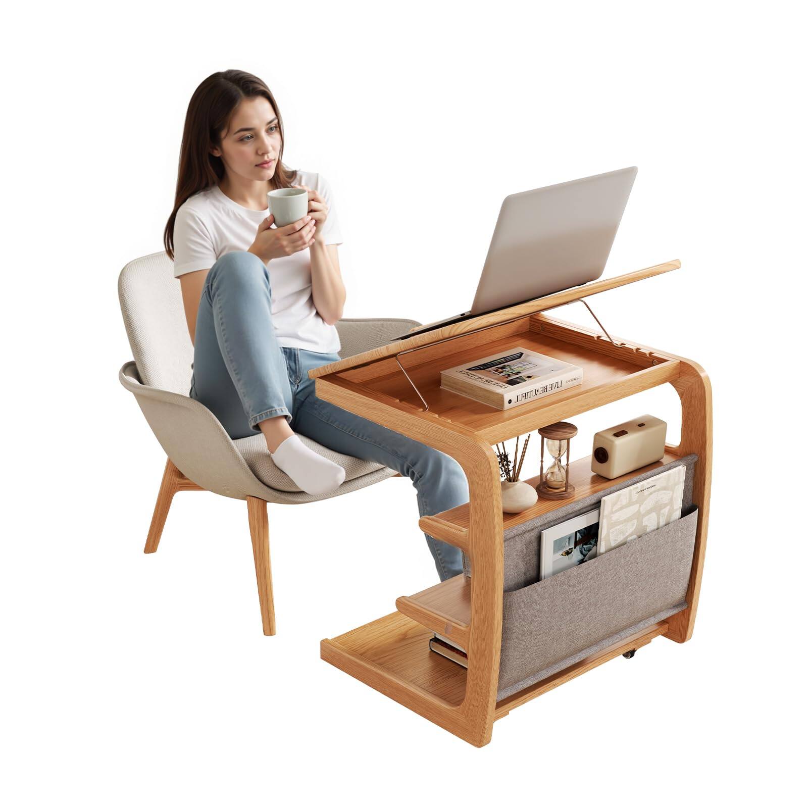 Natural 15.6"D x 23.6"W x 24.8"H Modern 4 Tier