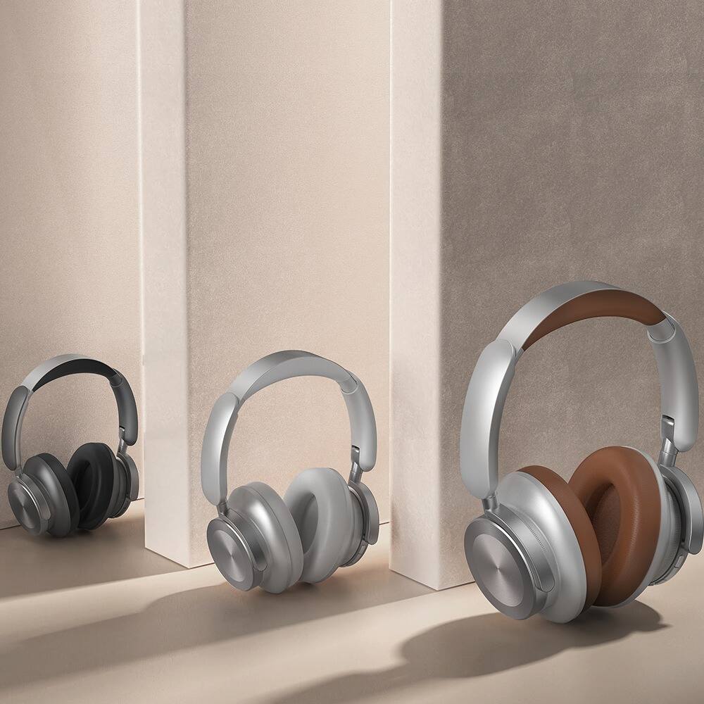 Alt View 2. Cluzine - Dual-feed Dynamic Drivers Wireless Earphones, Metallic Bluetooth Headphones with Noise Cancellation - Silver.