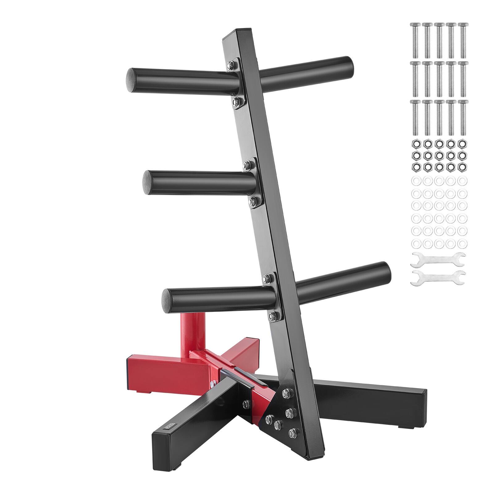 Alt View 5. VEVOR - Weight Plate Rack, L Frame Weight Plate Tree for 2-Inch Weight Plates, Standard Weight Plate Tree, 500 lbs Load Capacity - Black + Red (Powder Coated Gloss Finish).