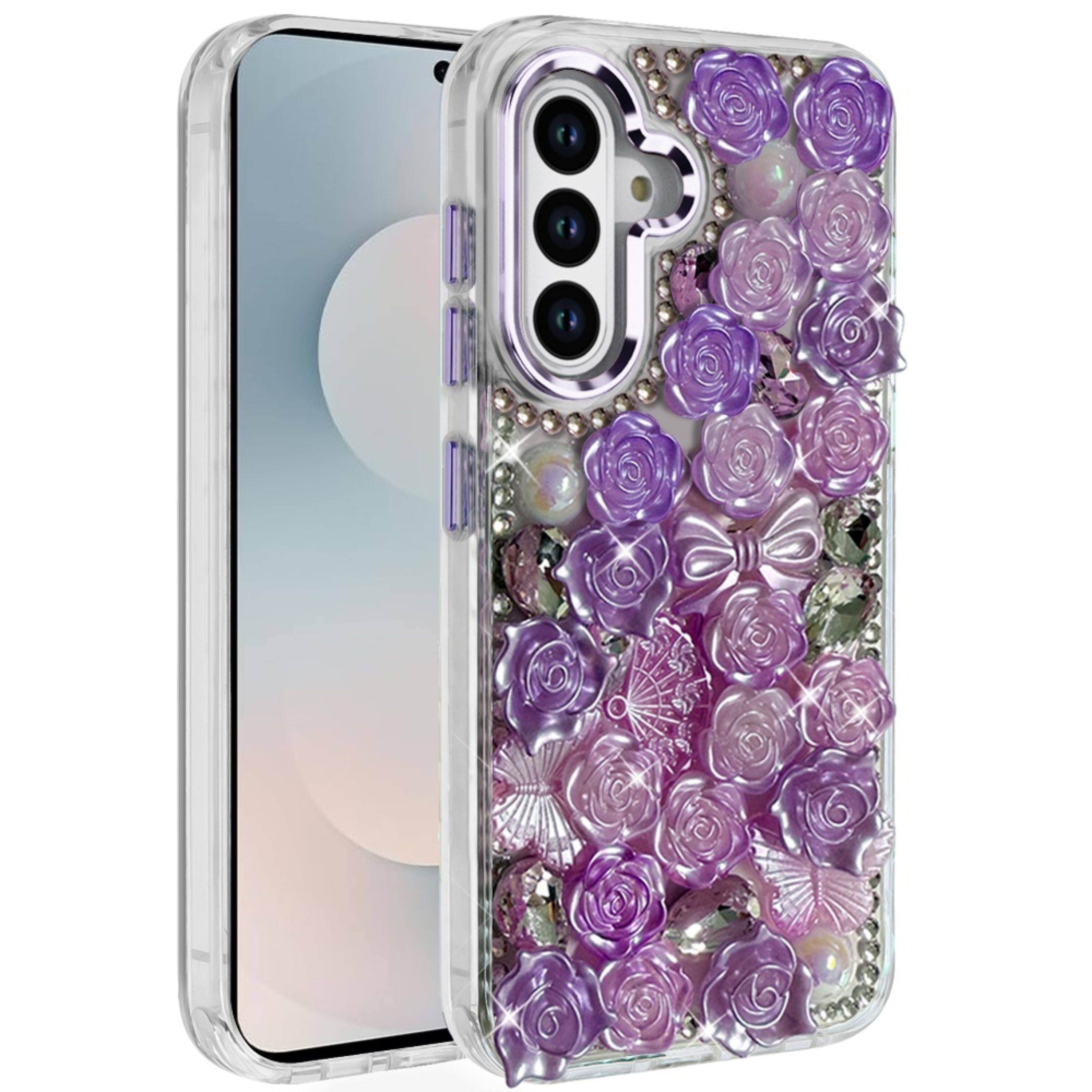 Kitcheniva - Roses Arrangement 3D Bling Cover Plus Tempered Glass For Samsung S26 - Purple price history on PriceWatchPro