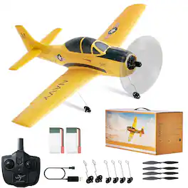 Glintex - RC Plane 2.4GHz 4CH Trainer Airplane with 6-Axis Gyro, Ready to Fly Glider Toy with 2 Batteries for Kids & Beginners