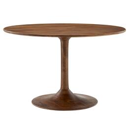 Lippa 48" Round Solid Wood Dining Table by Modway - Walnut