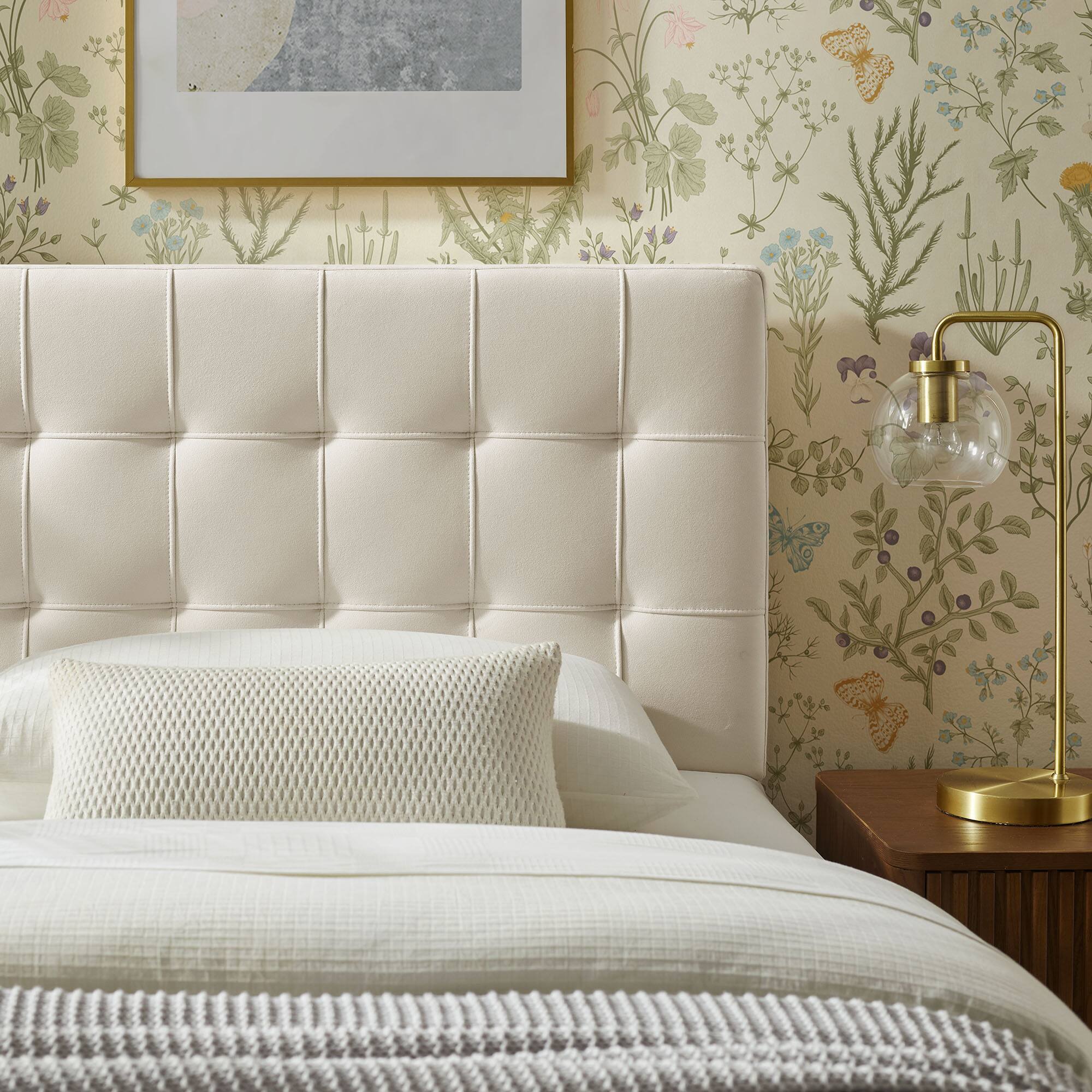 Alt View 1. Modway - Lily Biscuit Tufted Performance Velvet Headboard by Modway - Alabaster.