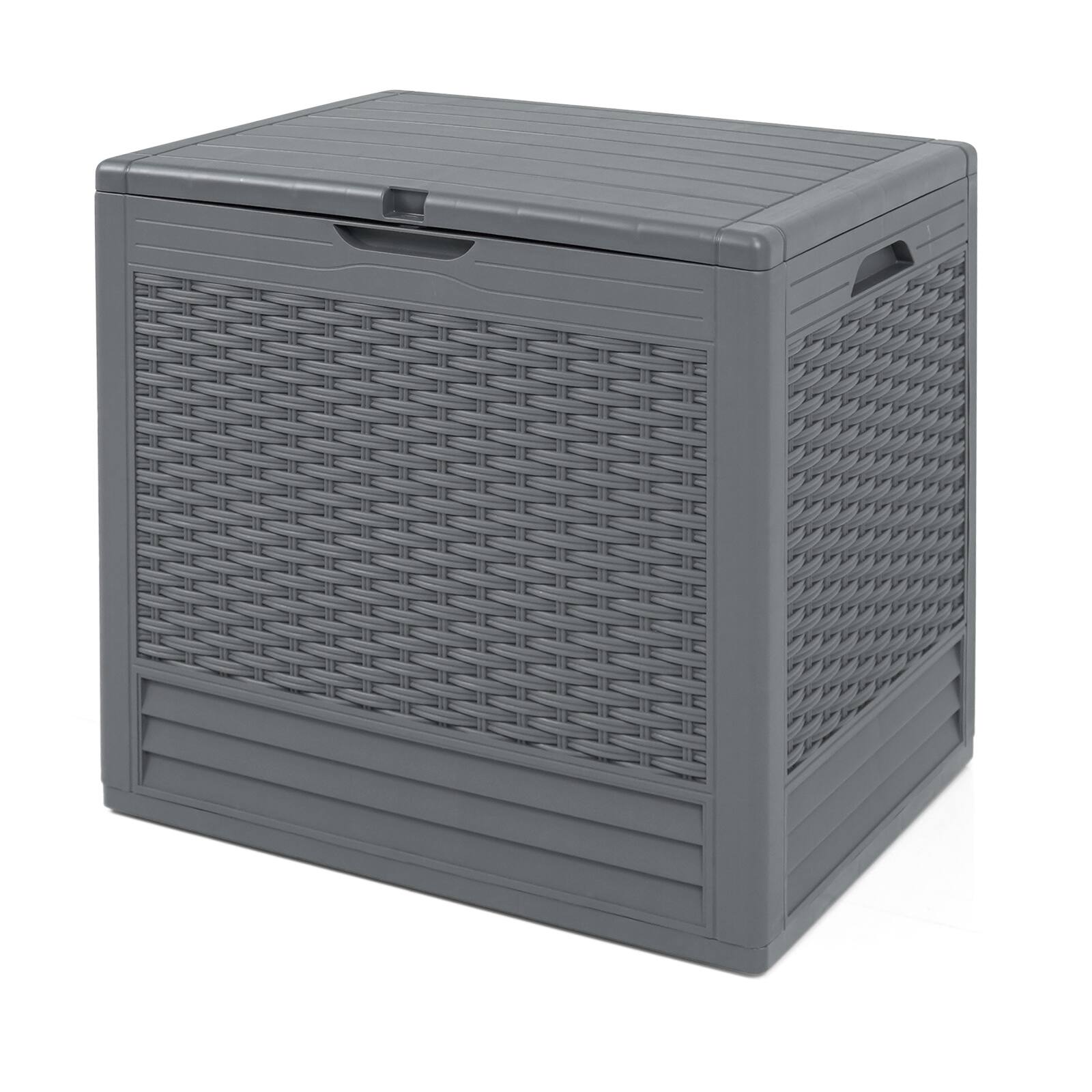 Alt View 9. Gymax - Gymax 25 Gallon Outdoor Storage BoxPP Deck Container w/Rattan Patterns & Lockable Lid - Gray.