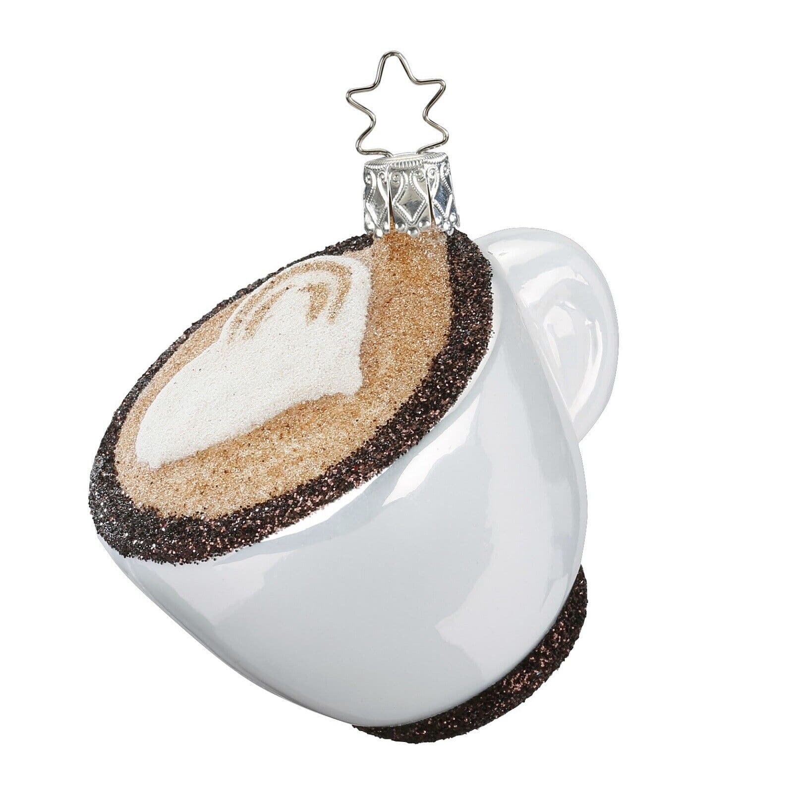 Inge Glas - Cappuccino German Glass Christmas Tree Ornament FREE BOX - White