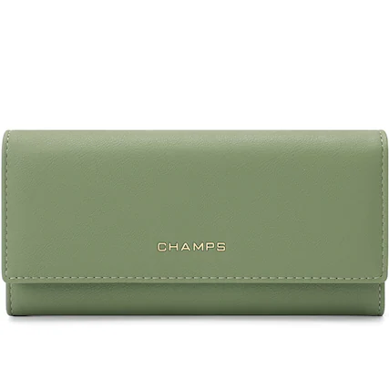 Front. Champs - Iconic Collection Expandable Trifold Wallet - Green.