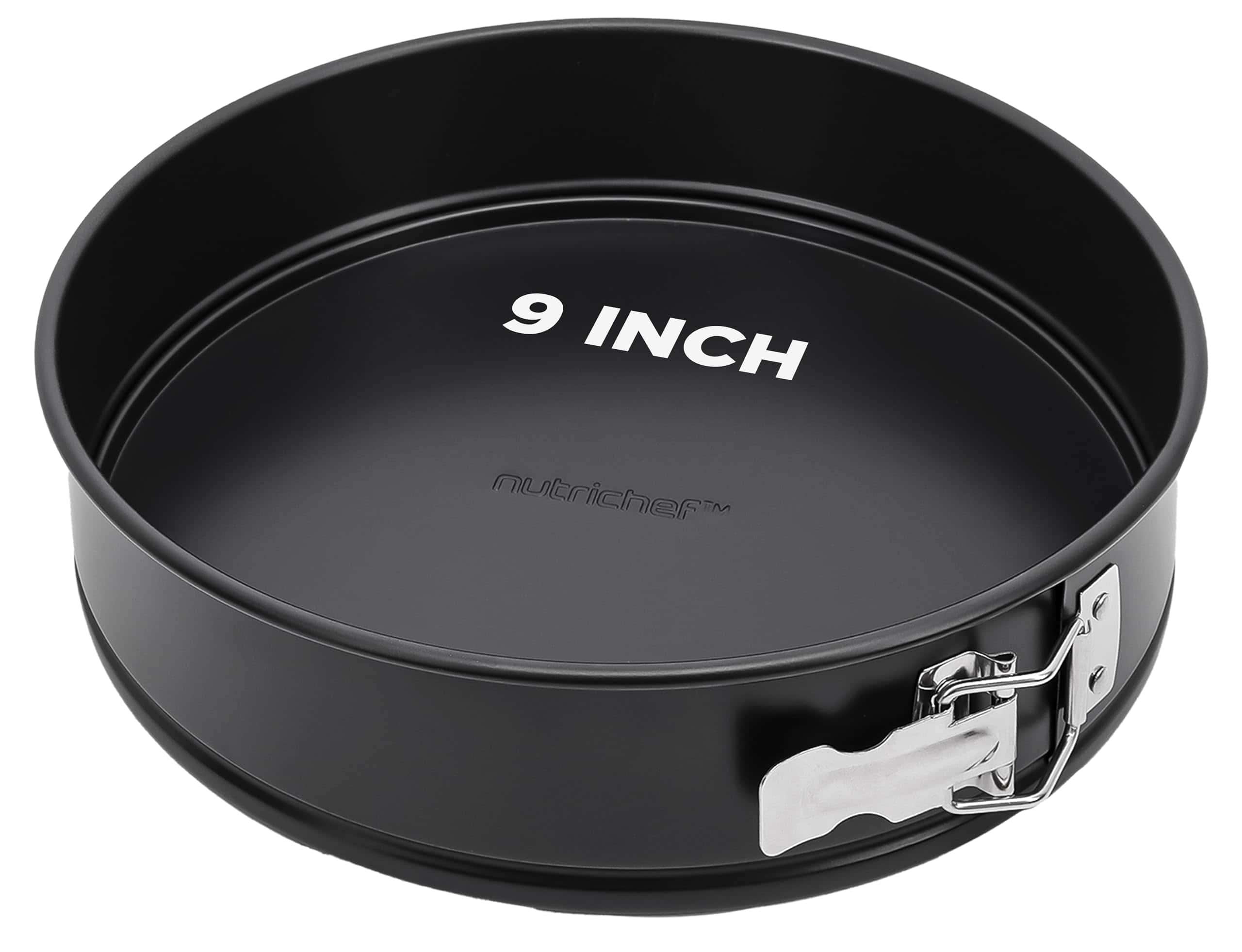 NutriChef - 9-Inch Nonstick Cheesecake Springform Cake Pan, Stainless Steel Clasp & Removable Bottom (NCSP1BK)
