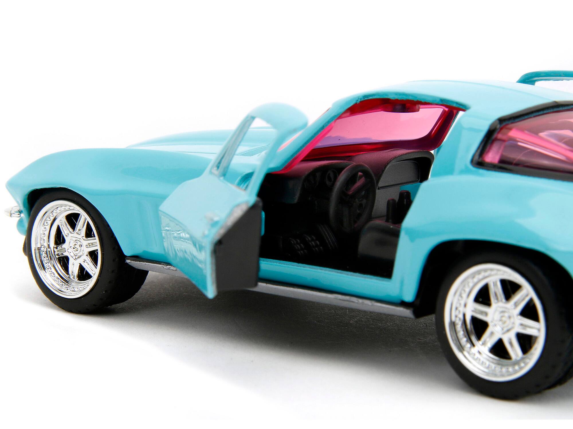 Alt View 2. Jada - 1966 Chevrolet Corvette Light Blue with Pink Tinted Windows "Pink Slips" Series 1/32 Diecast Model Car by Jada - Multicolor.