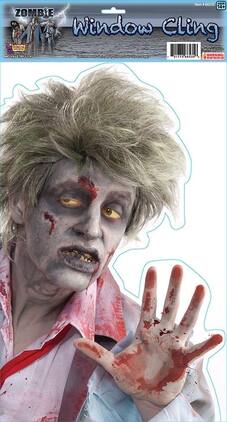 Forum Novelties - Peeping Zombie Window Cling Halloween Party Prop Decoration - Red
