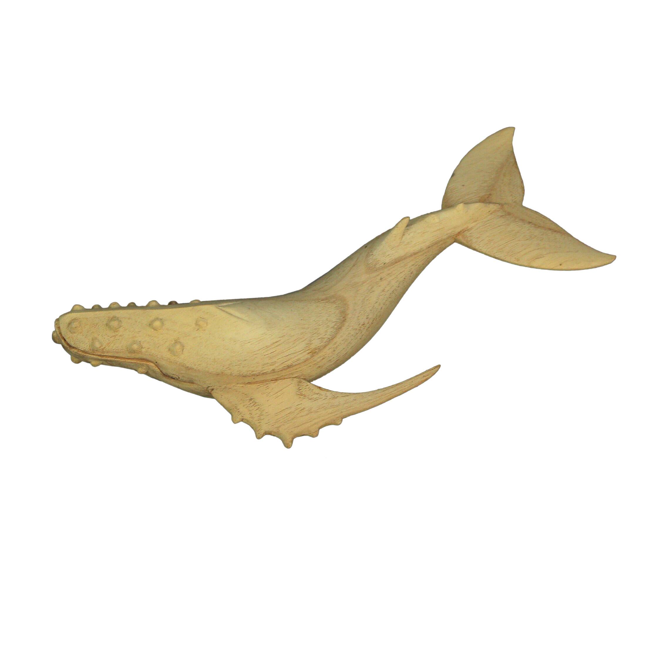 Alt View 1. Things2Die4 - 12" Hand Carved Humpback Whale Wooden Sculpture, Nautical Coastal Decor Figurine - Brown.