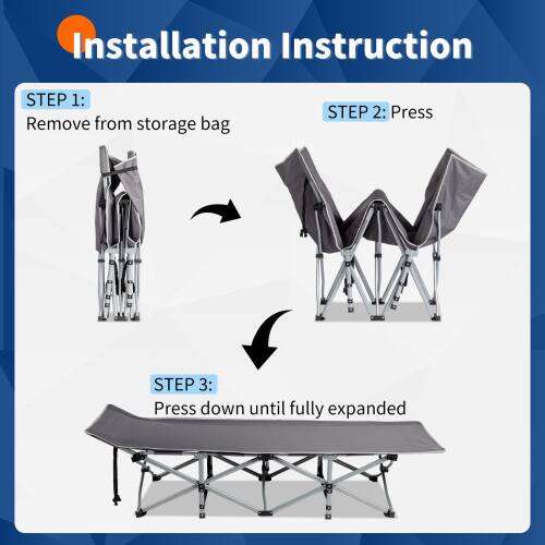 Installation Instruction

STEP 1: Remove from storage bag

STEP 2: Press

STEP 3: Press down until fully expanded