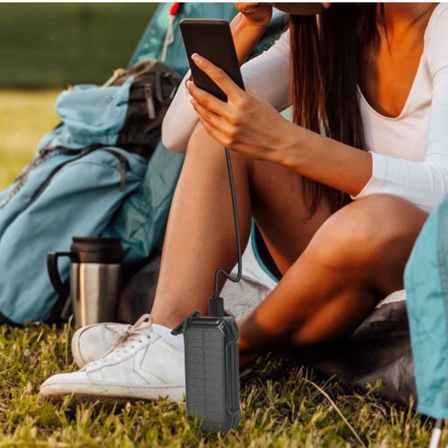 Back. Home Collection - 49800mAh Solar Power Bank Portable Charger Black - Black.