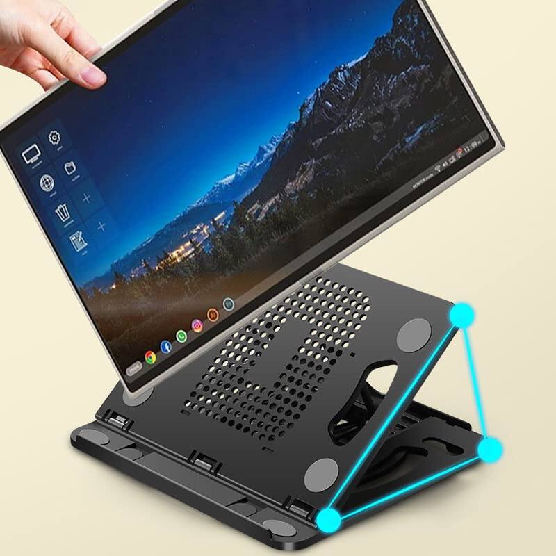 Angle. HongFei - Adjustable Laptop Stand for Desk, Foldable Laptop Holder 8-Speed Ergonomic Computer Cooling Stand with 360° Rotation - A.