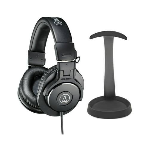 Angle. Audio-Technica - Audio-Technica ATHM30X Headphones (Black) Bundle with Knox Gear Aluminum Stand.
