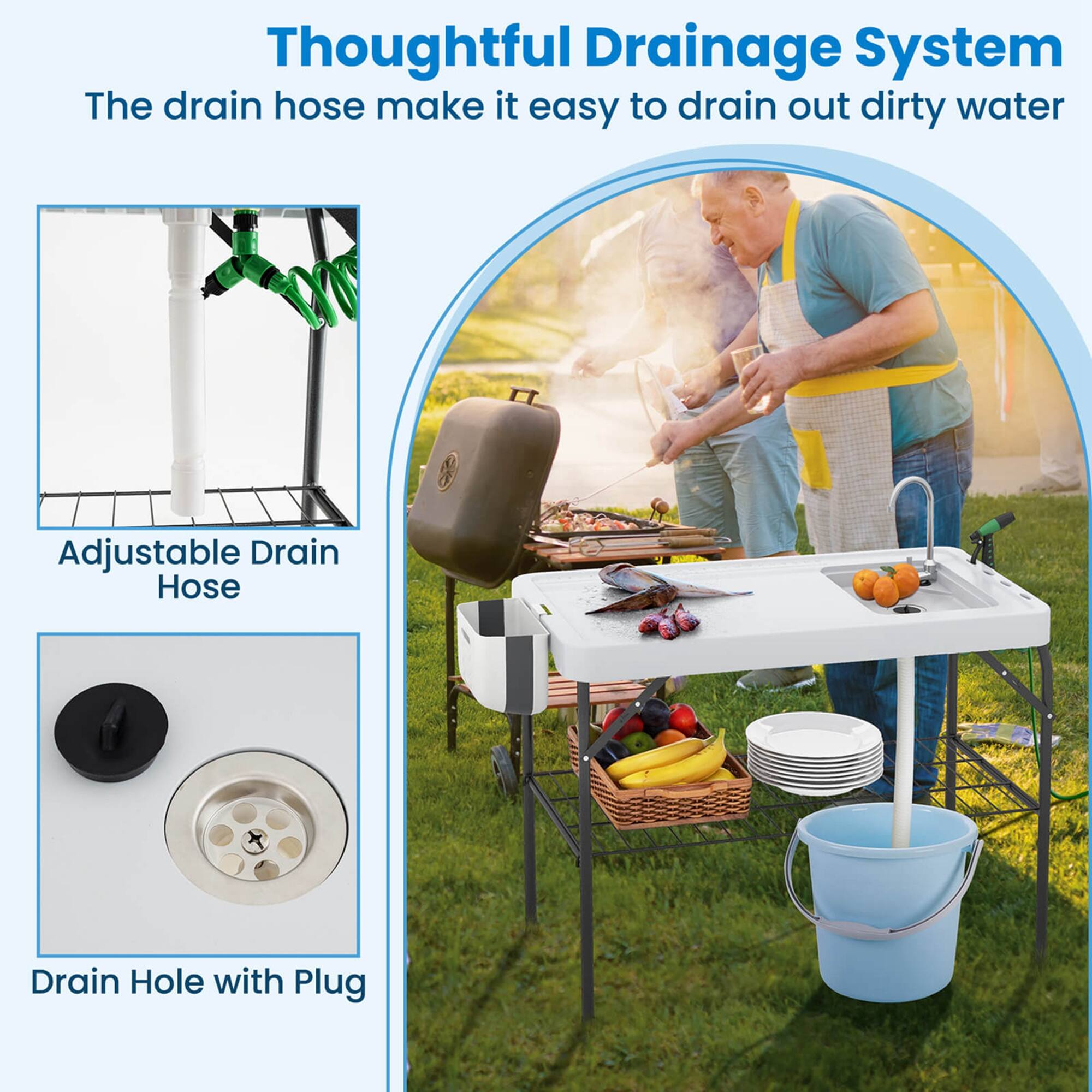 Thoughtful Drainage System  
The drain hose makes it easy to drain out dirty water  

Adjustable Drain Hose  

Drain Hole with Plug