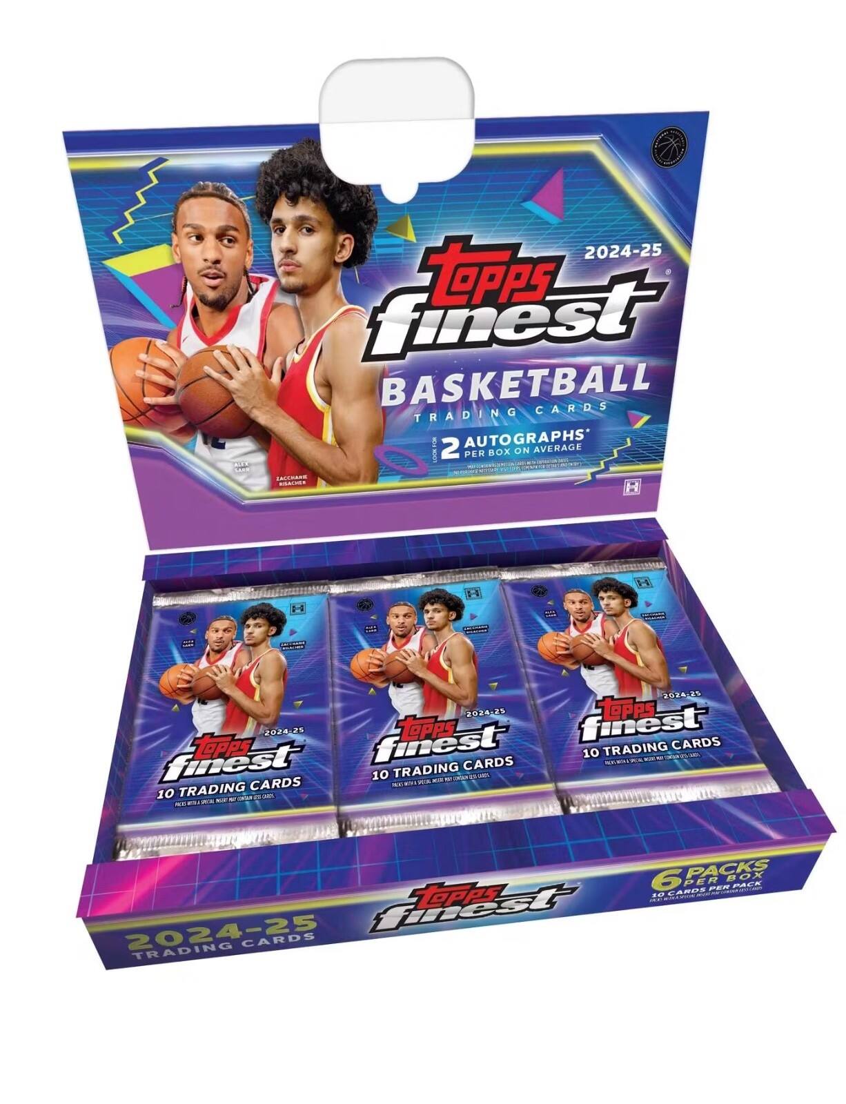 2024-25 Topps Finest Basketball Trading Cards  
1-2 Autographs on Average per Box  
2024.25  
Topps Finest  
10 Trading Cards  
6 Packs per Box