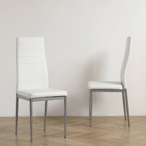 Alt View 5. Winado - Set of 4 Dining Room Chairs Kitchen Chairs PU Leather Breakfast Furniture - White.