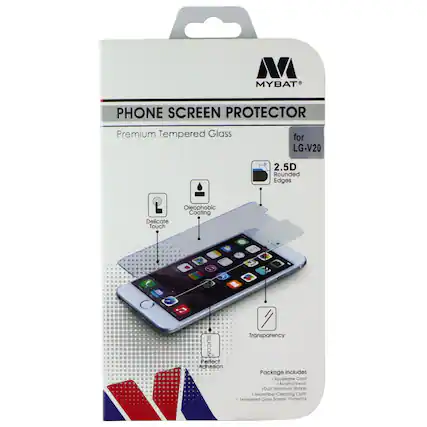 MYBAT PHONE SCREEN PROTECTOR Premium Tempered Glass for LG-V20 2.5D Rounded Edges Oleophobic Coating Delicate Touch Perfect Adhesion Transparency Package Includes - Squeegee Card Alcohol Swab Dust Removal Sticker - Microfiber Cleaning Cloth