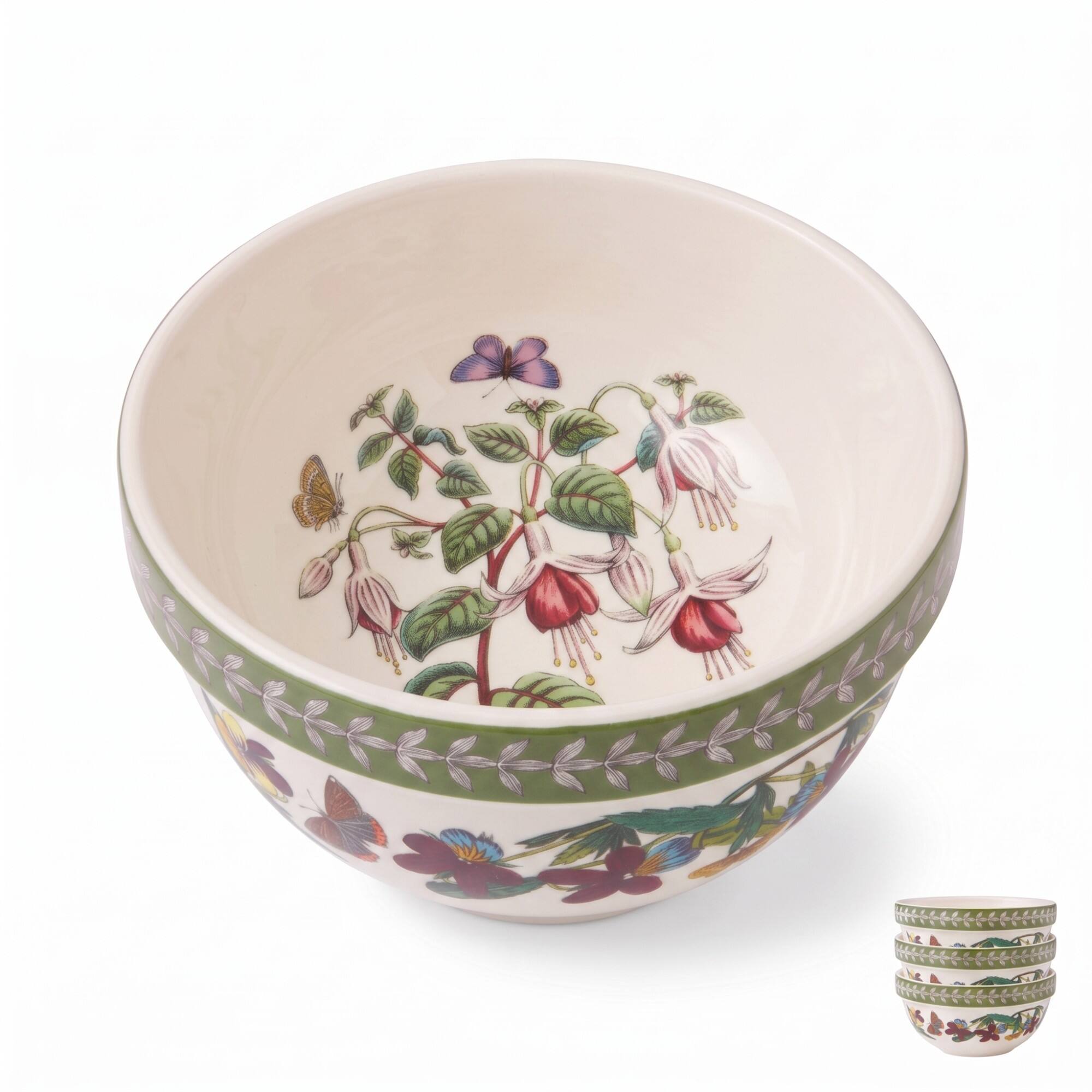 Front. Portmeirion - Portmeirion Botanic Garden Etchings 4" Stacking Bowl, Fuchsia/Heartsease - Multicolored.