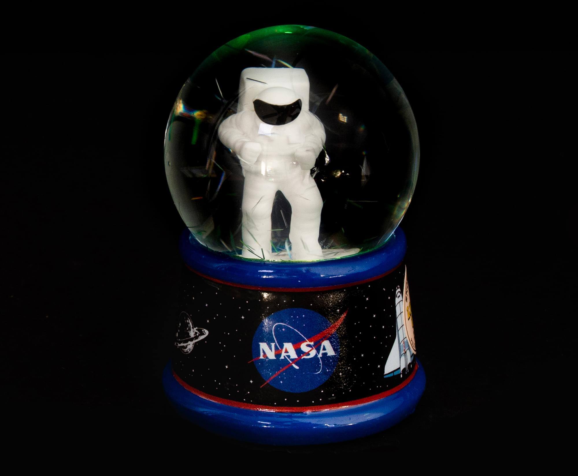 Alt View 1. Silver Buffalo - NASA Astronaut Light-Up Mini Snow Globe | 2 Inches Tall - Blue.