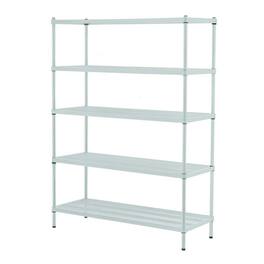 Design Ideas - MeshWorks 5 Tier Full-Size Metal Storage Shelving Unit Rack, Sage - Sage Green