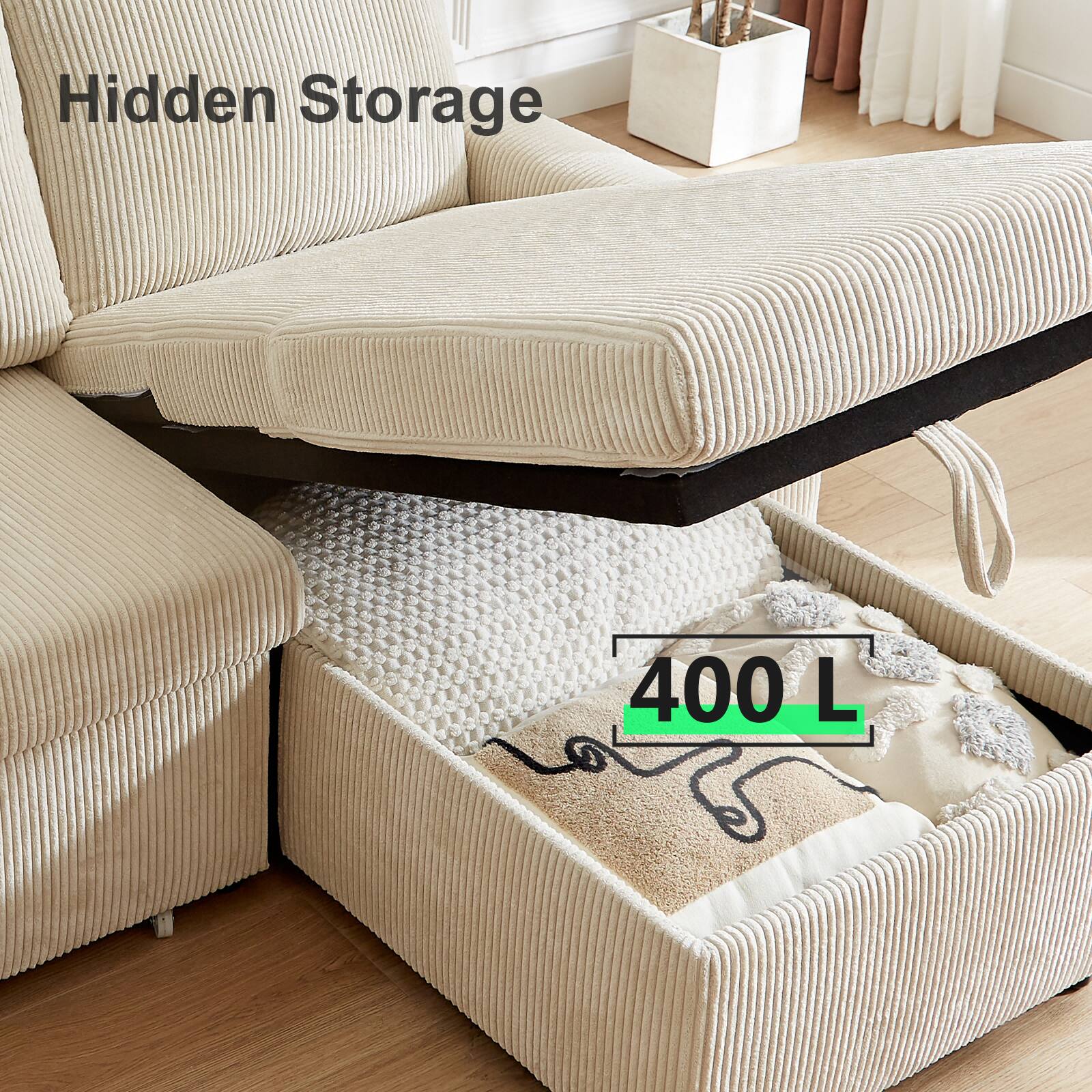 Hidden Storage  
400 L