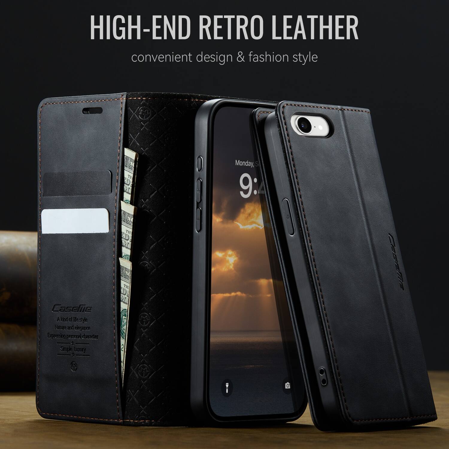 HIGH-END RETRO LEATHER  
convenient design & fashion style  

Caselie  
A kind of lifestyle  
Nature and design  
Expressing personal character  
Simple Luxury  

Monday, 9:2