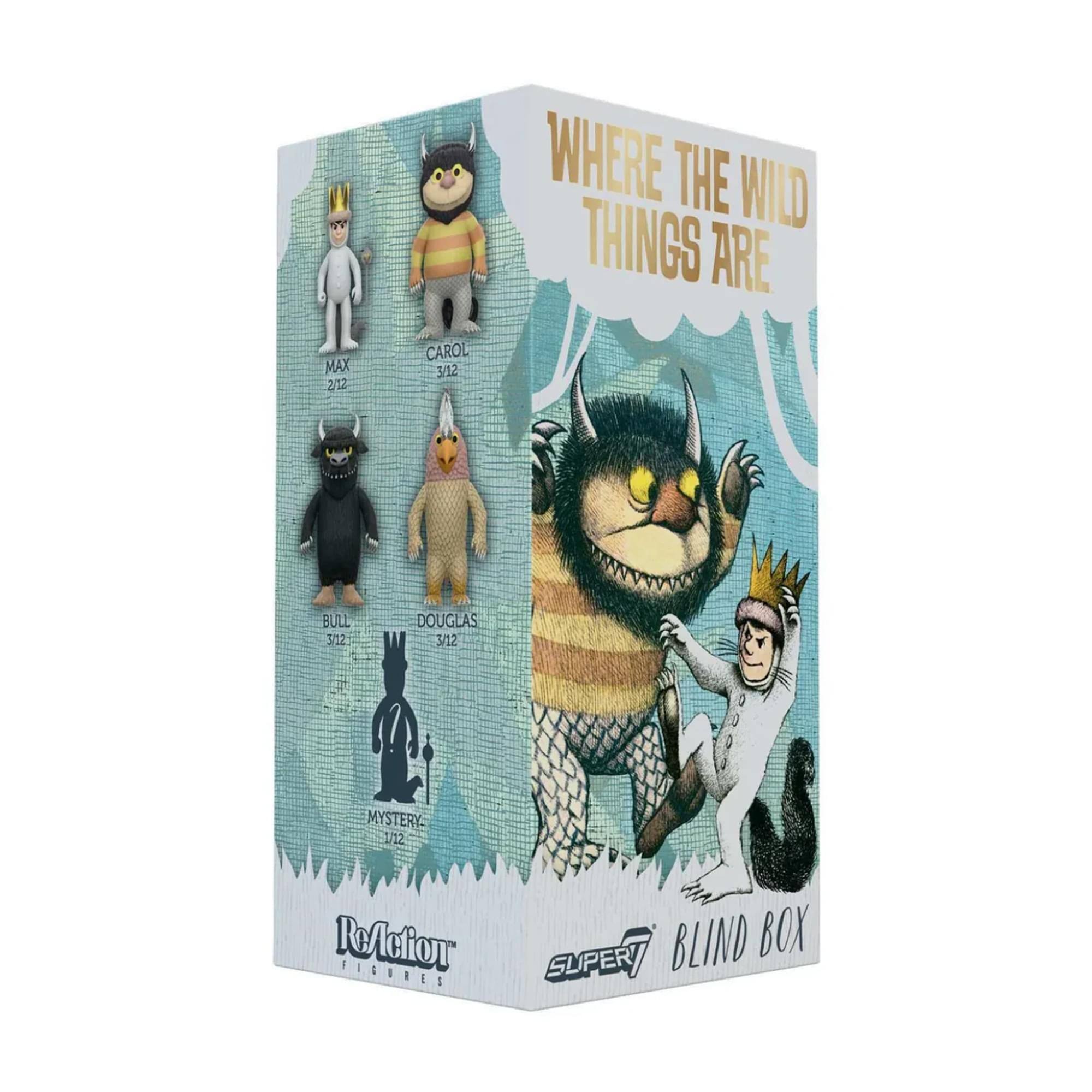 WHERE THE WILD THINGS ARE

MAX 2/22  
CAROL 3/22  
BULL 3/22  
DOUGLAS 3/22  
MYSTERY 1/22

ReAction Figures  
SUPER BLIND BOX