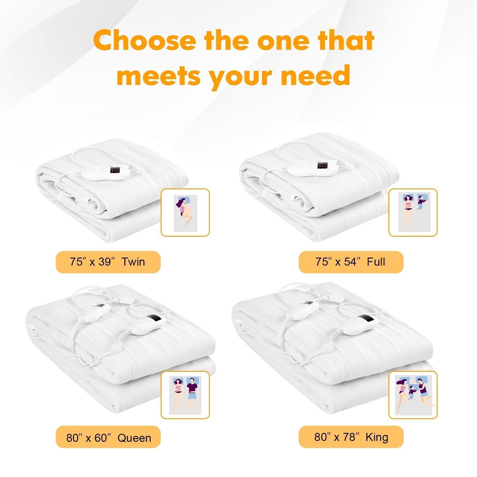 Choose the one that meets your need
75" X 39" Twin
75" x 54" Full
80" X 60" Queen
80" x 78" King