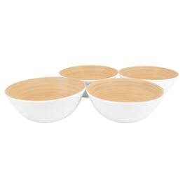 Lexa - Bamboo Salad Bowl Set, 8 Inch x 4 - White