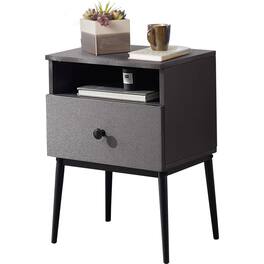 Hivvago - Mid Century Modern End Table Nightstand Wood Finish - Grey Black