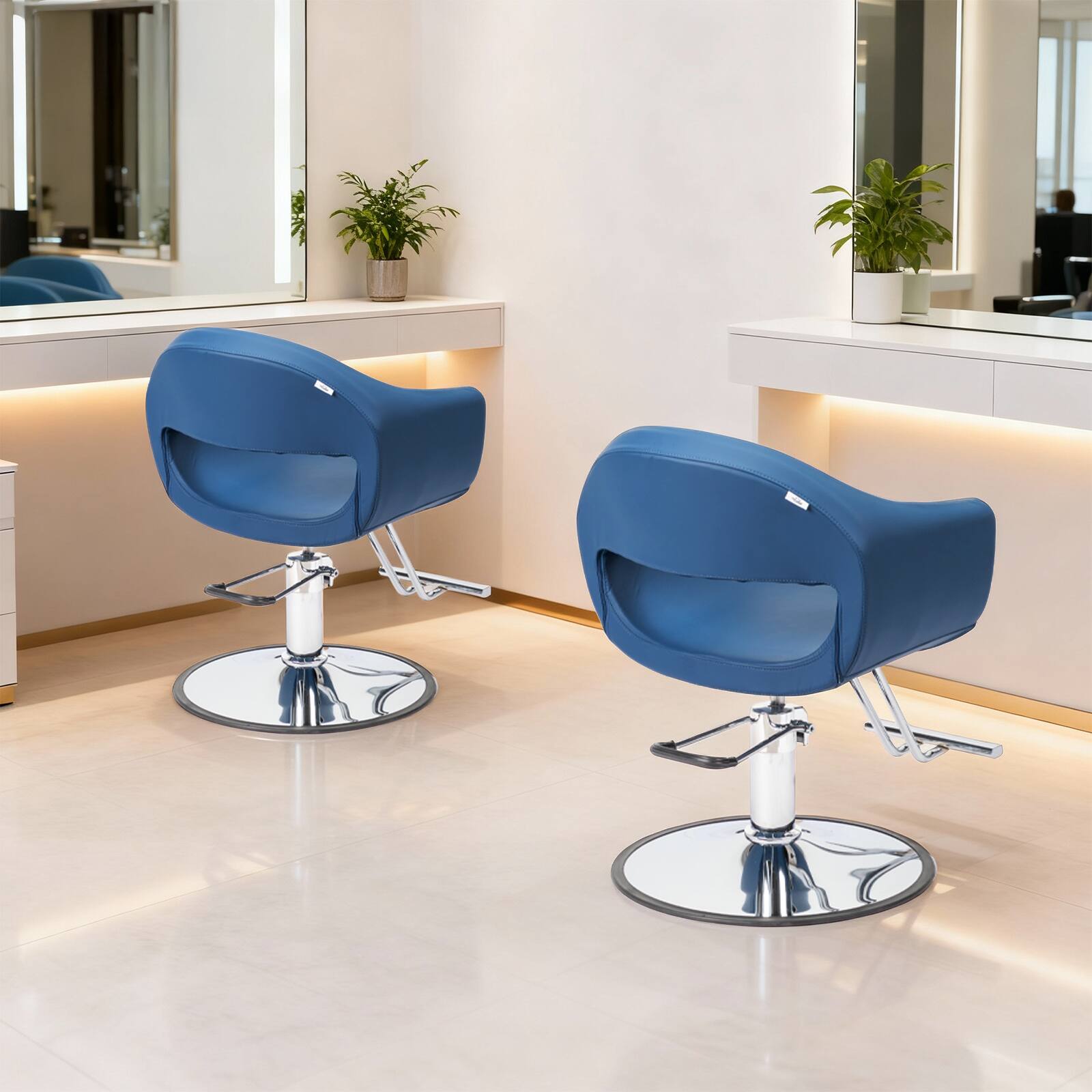 Alt View 5. Winado - Professional Salon Styling Chair with 360 Degree Swivel, Footrest, Padded Seat, Hydraulic Pump for Hair Stylist Beauty - Blue.