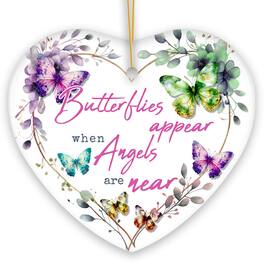 OrnamentallyYou - Artistic Butterflies Appear when Angels are Near Quote Ornament Christmas Memorial Gift - Multi-colored
