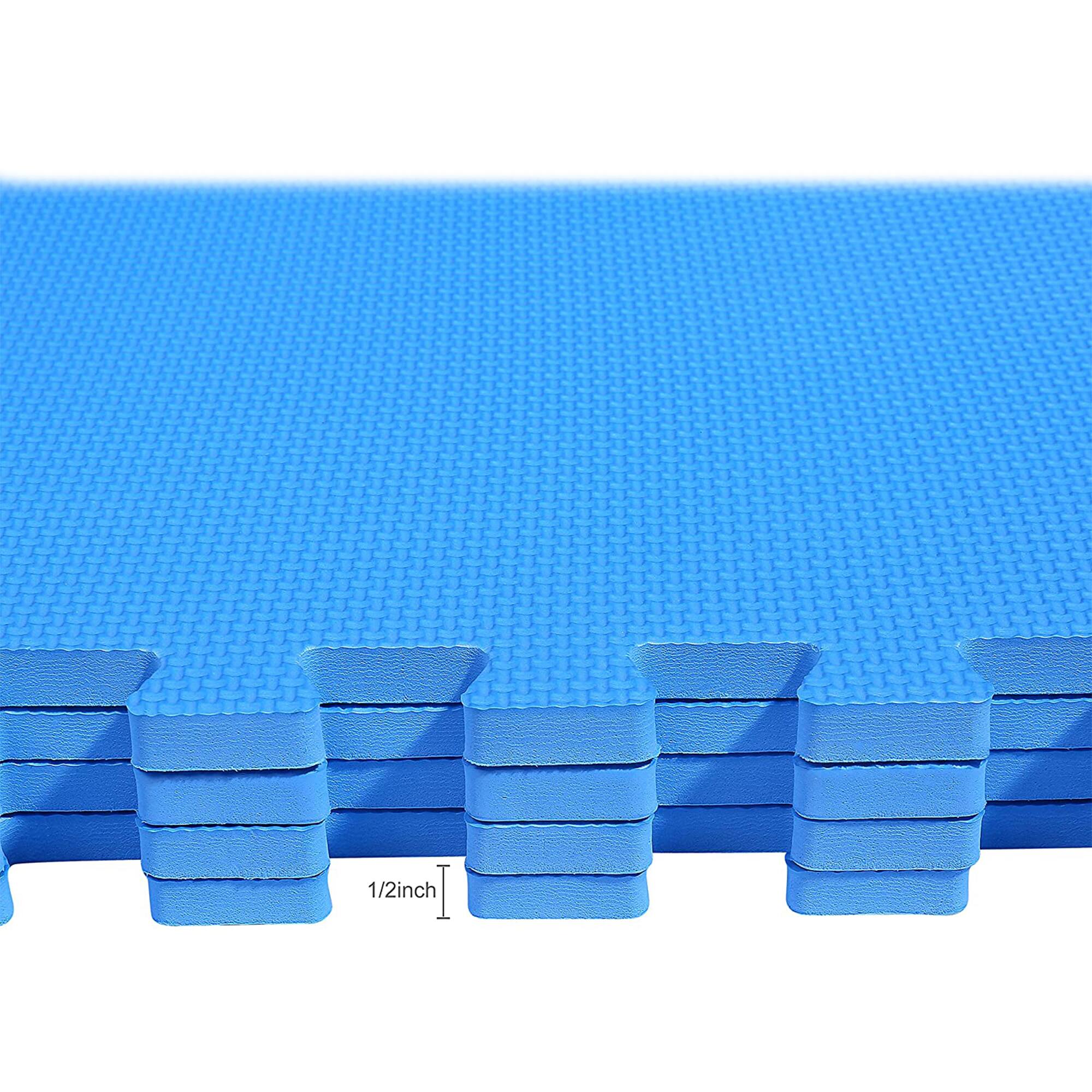 Alt View 5. BalanceFrom Fitness - BalanceFrom Fitness 48 Sq Ft Interlocking EVA Foam Exercise Mat Tiles, Blue - Blue.