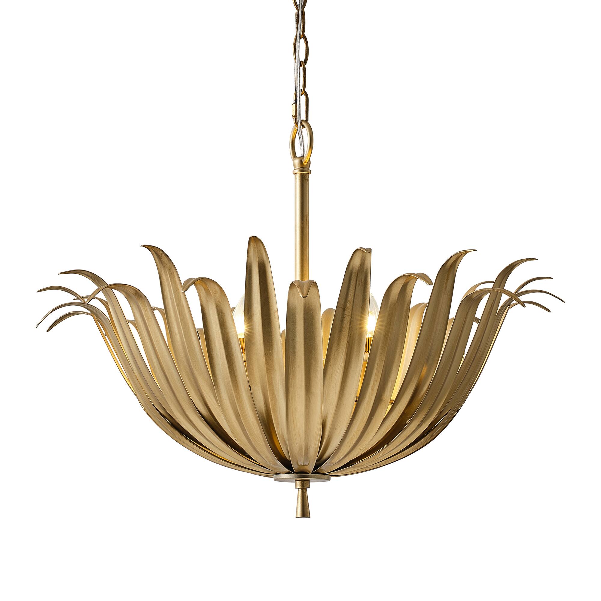 Alt View 6. Parrot Uncle - 23.6 Inch Modern Flower 6 Light Ceiling Hanging Fixture with Adjustable Chain Pendant - Gold.