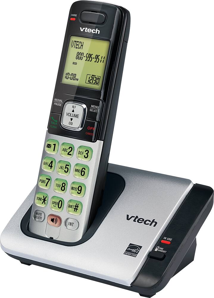 Left. VTech - CS6419 DECT 6.0 Expandable Cordless Phone System with 1 Handset - Silver.