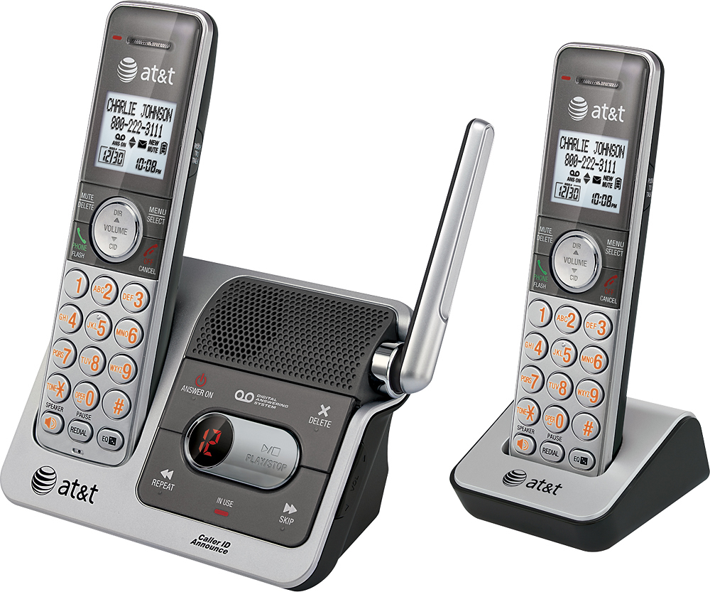 Left. AT&T - CL82201 DECT 6.0 Expandable Cordless Phone System with Digital Answering Machine - Gray.