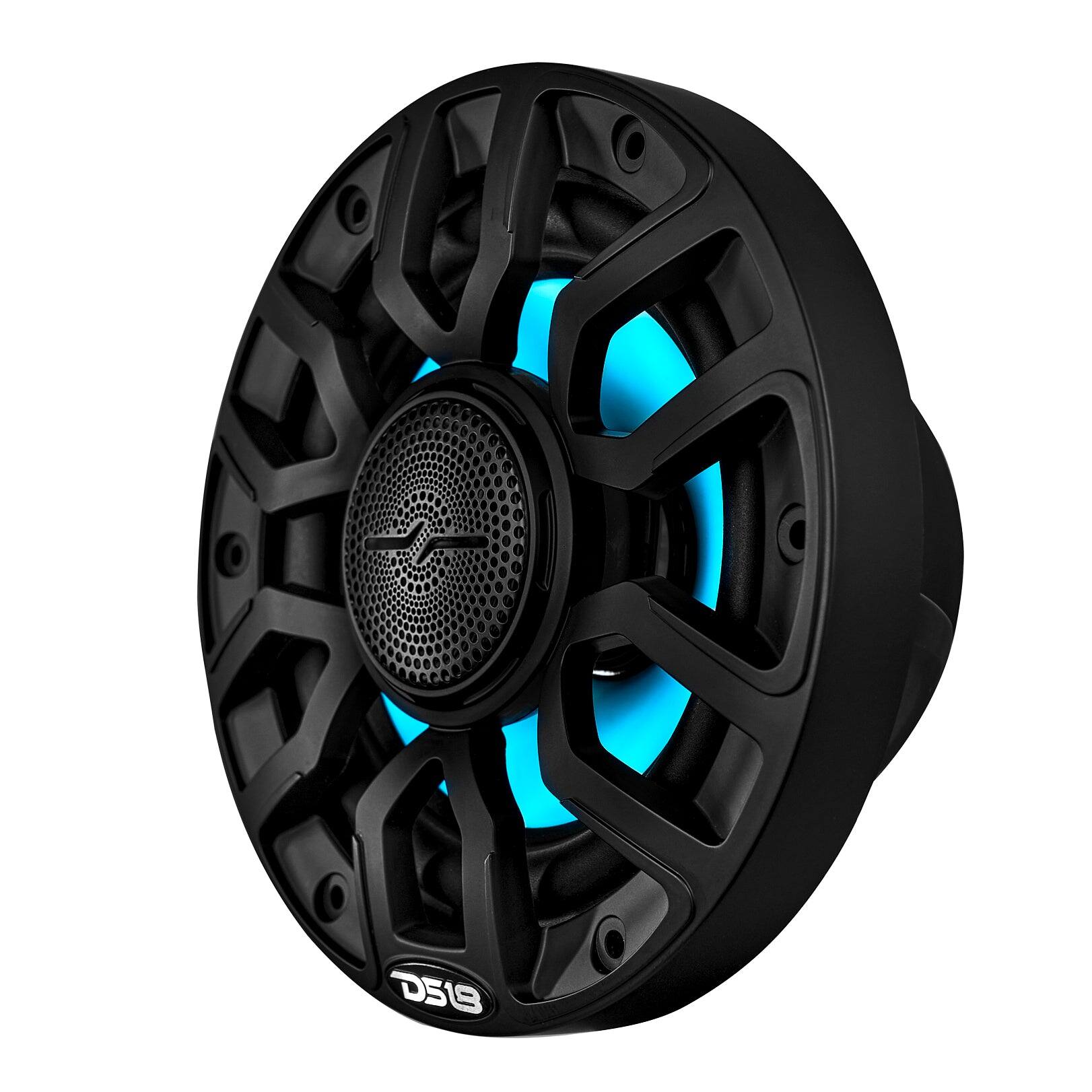 Left. DS18 Audio - NXL-IQ 6.5" 2-way Coaxial Speaker with Built-in Driver and Grille (Pair), 150W RMS 4-Ohm - Black.