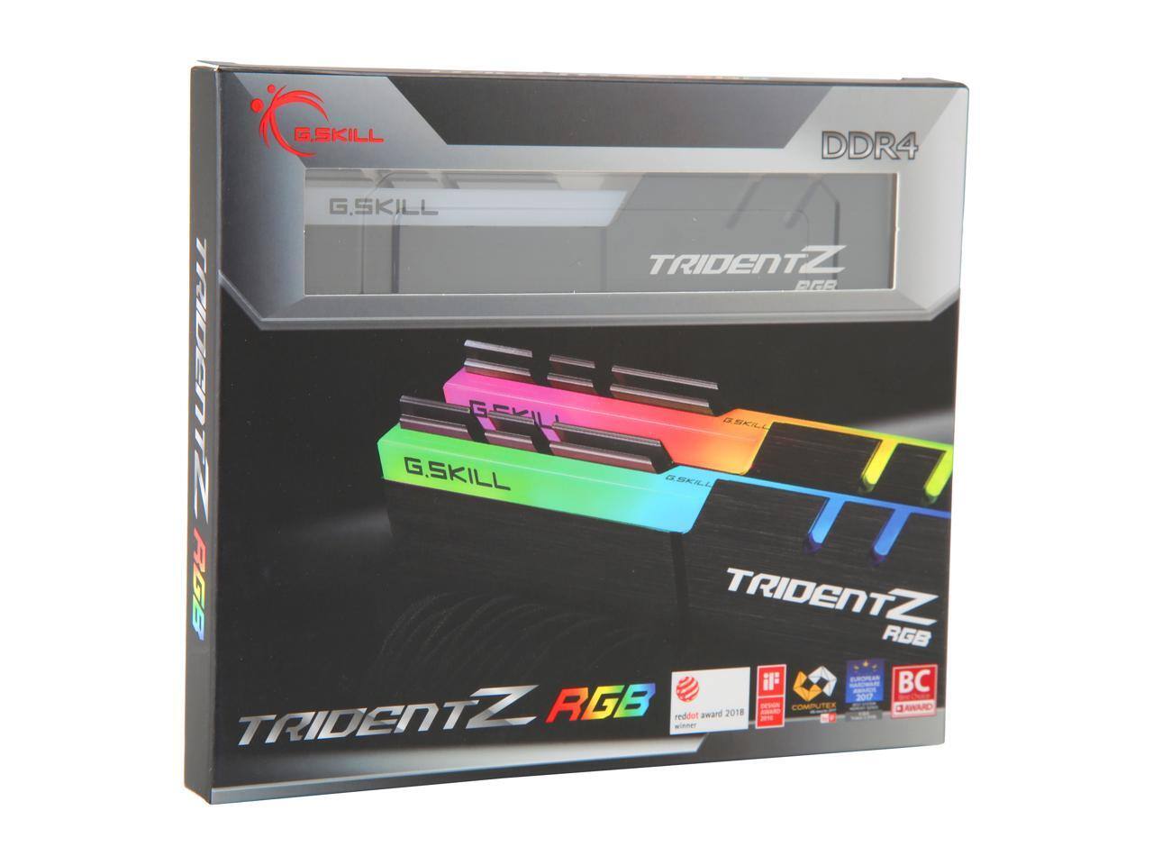 G.SKILL DDR4  
G.SKILL TRIDENTZ RGB  
G.SKILL TRIDENTZ RGB  
red dot award 2018 winner  
COMPUTEX 2017  
BC  
TRIDENTZ RGB