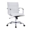 LeisureMod - Harris Mid-Back Leather Office Chair Adjustable Height Tilt Computer Task Chair with 360-Degree Swivel - White