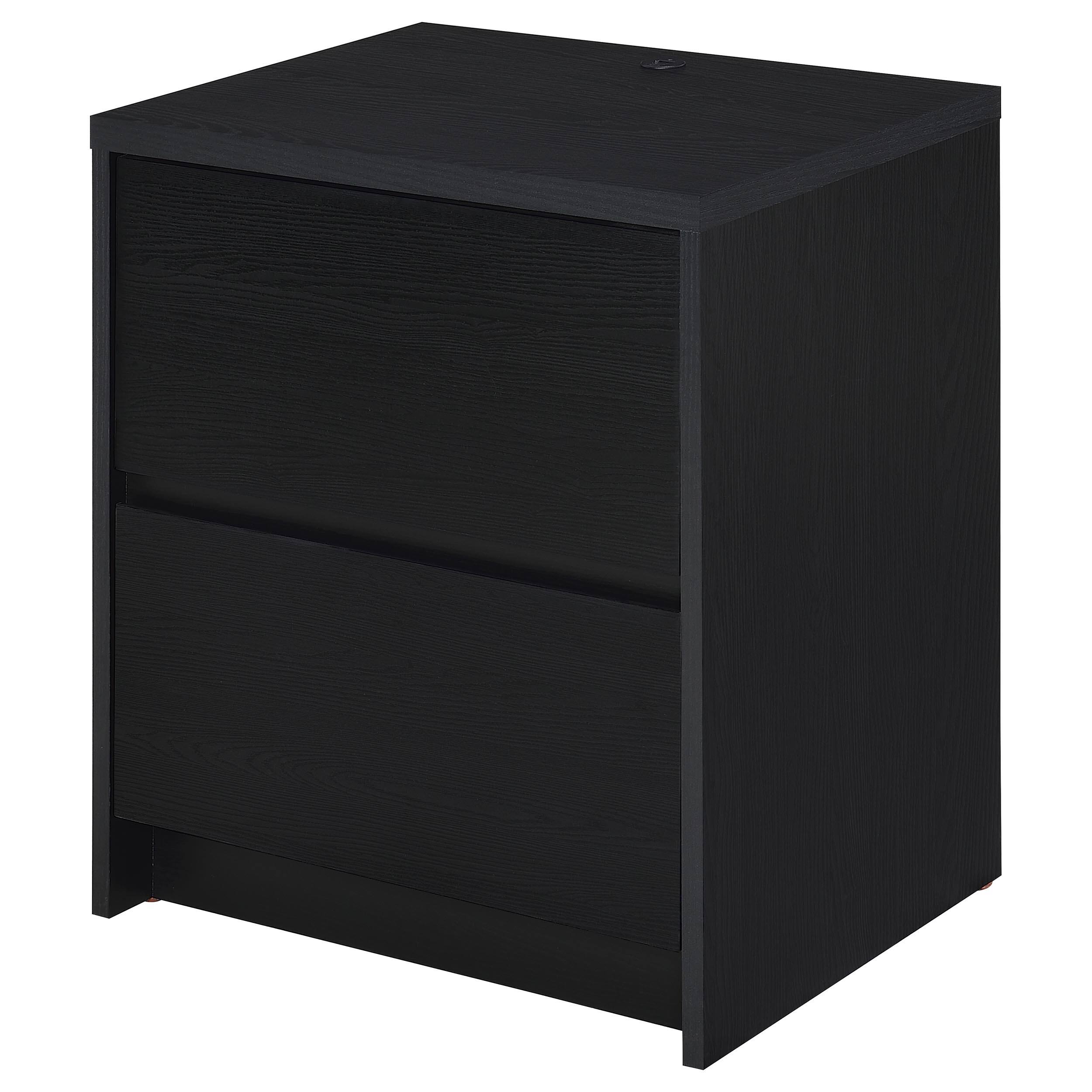 Left. Tiramisubest - Black 2-Drawer Nightstand with LED Lights and USB Ports - Black.