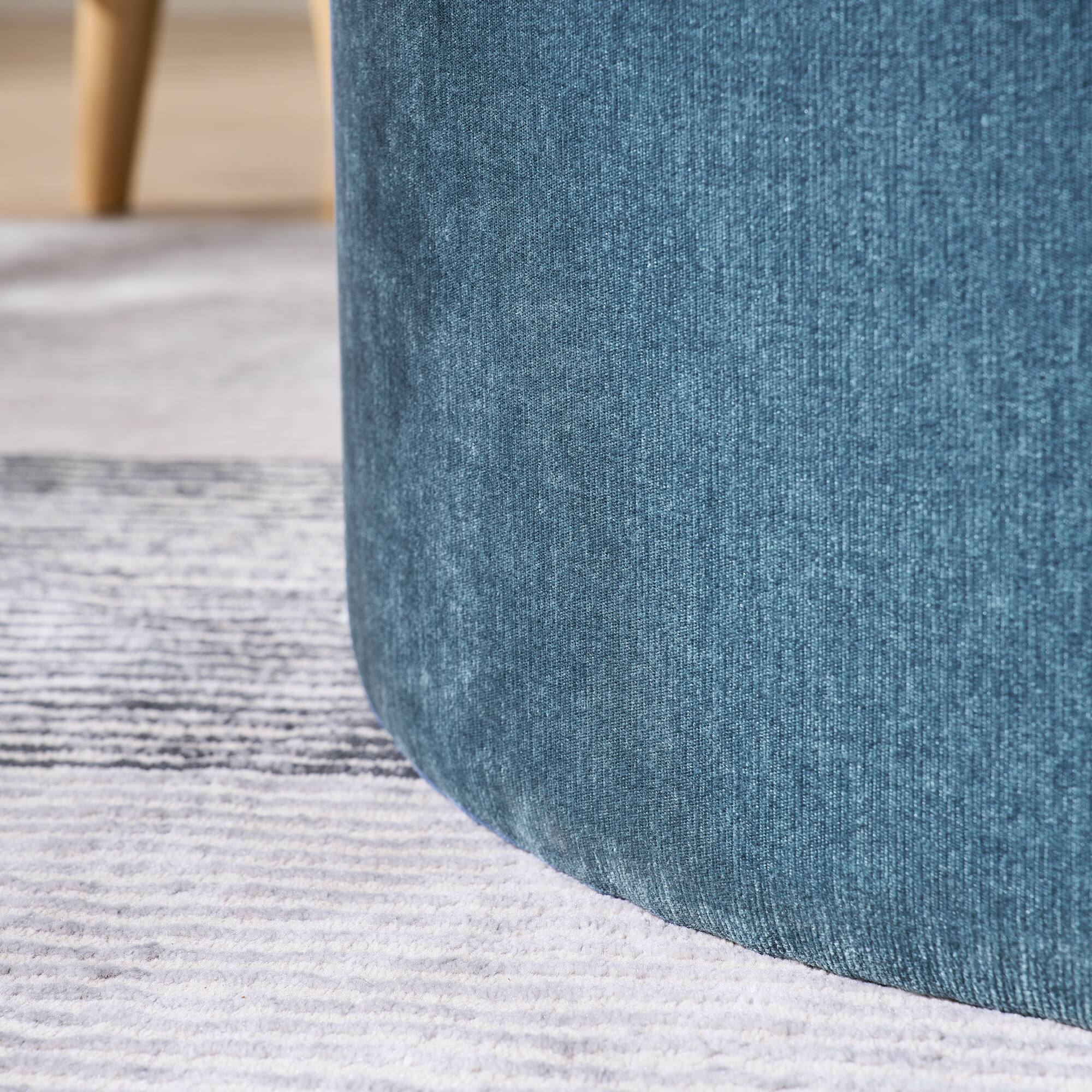 Alt View 3. GOODSILO - 2-Piece Round Storage Ottoman Set with Hidden Storage and Detachable Stool, Classic Design for Living Room and Bedroom - Dark Blue.