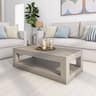 Plank+Beam - Modern Rectangular Coffee Table with Bottom Shelf (48in x 24in / 1220mm x 610mm) - Seashell Wirebrush