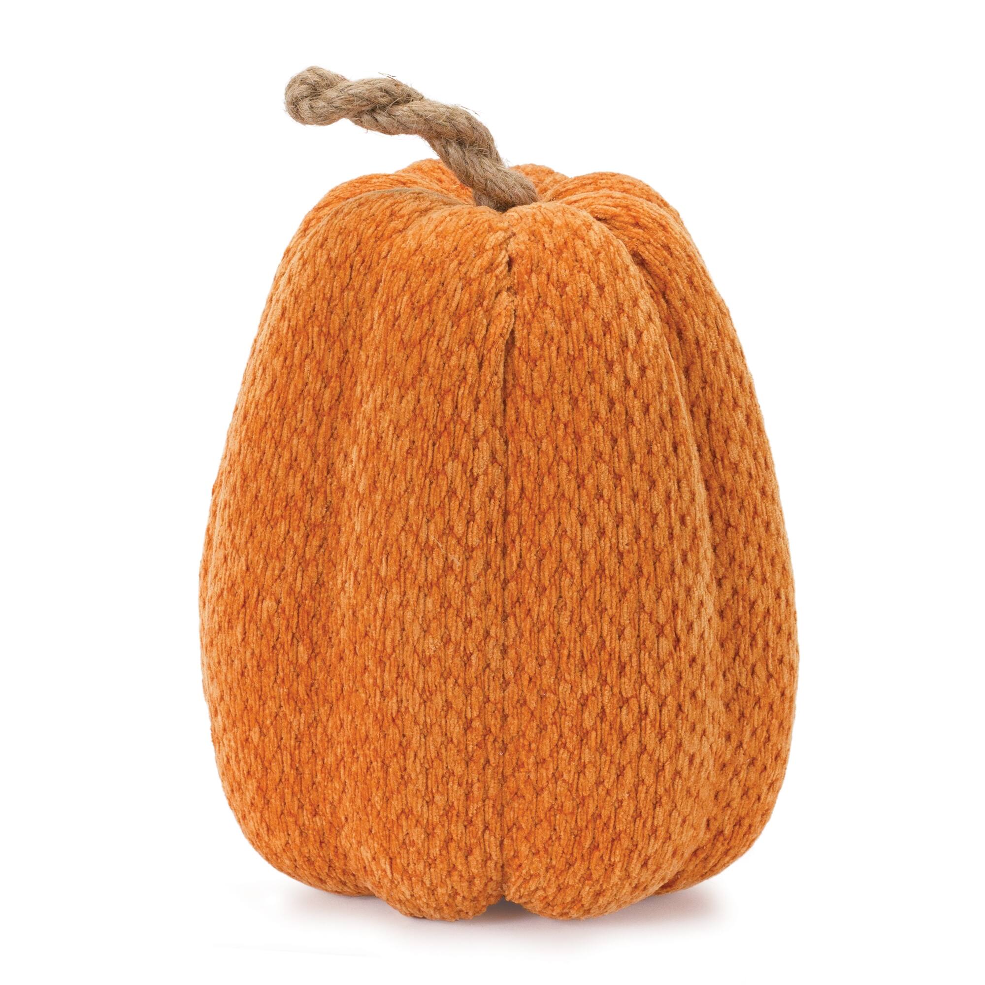 Angle. BreeBe - Plush Fabric Pumpkin (Set of 2) - Orange, Brown.
