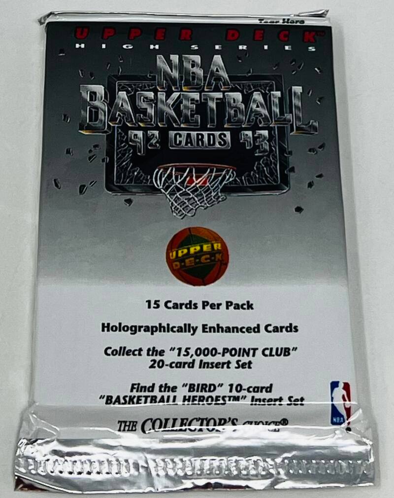 Tear Here UPPER DECK HIGH SERIES NBA BASKETBALL SP CARDS BB

UPPER D-E-C-K

15 Cards Per Pack Holographically Enhanced Cards Collect the "15,000-POINT CLUB" 20-card Insert Set

Find the "BIRD" 10-card "BASKETBALL HEROES™" Insert Set

THE COLLECTOR'S