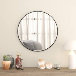 Emma + Oliver - Metal Wall Mounted Mirror with Oxidized Finish for a Distressed Look, 4mm Silvered Back and Anti-Shatter Safety Film - Black