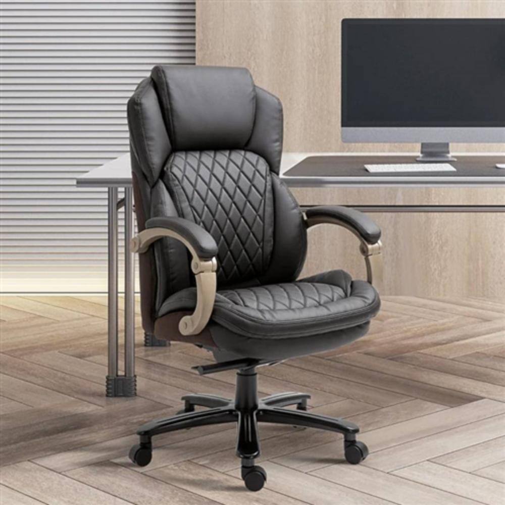 Angle. Hivvago - Brown Big and Tall Diamond Stitching Executive Adjustable Height Office Chair - Brown.