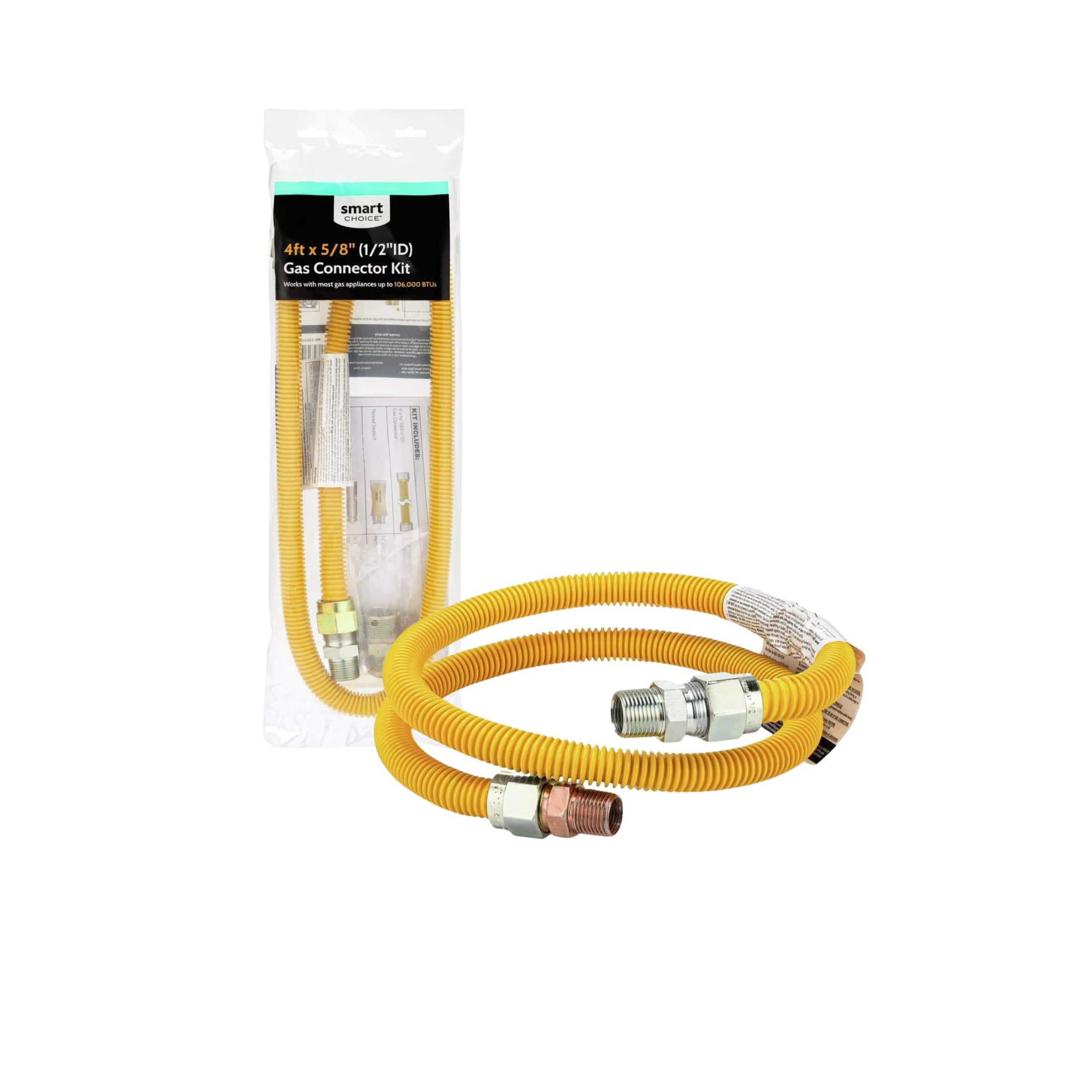 smart  
4ft x 5/8" (1/2"ID) Gas Connector Kit  
Works with most gas appliances up to 100,000 BTU