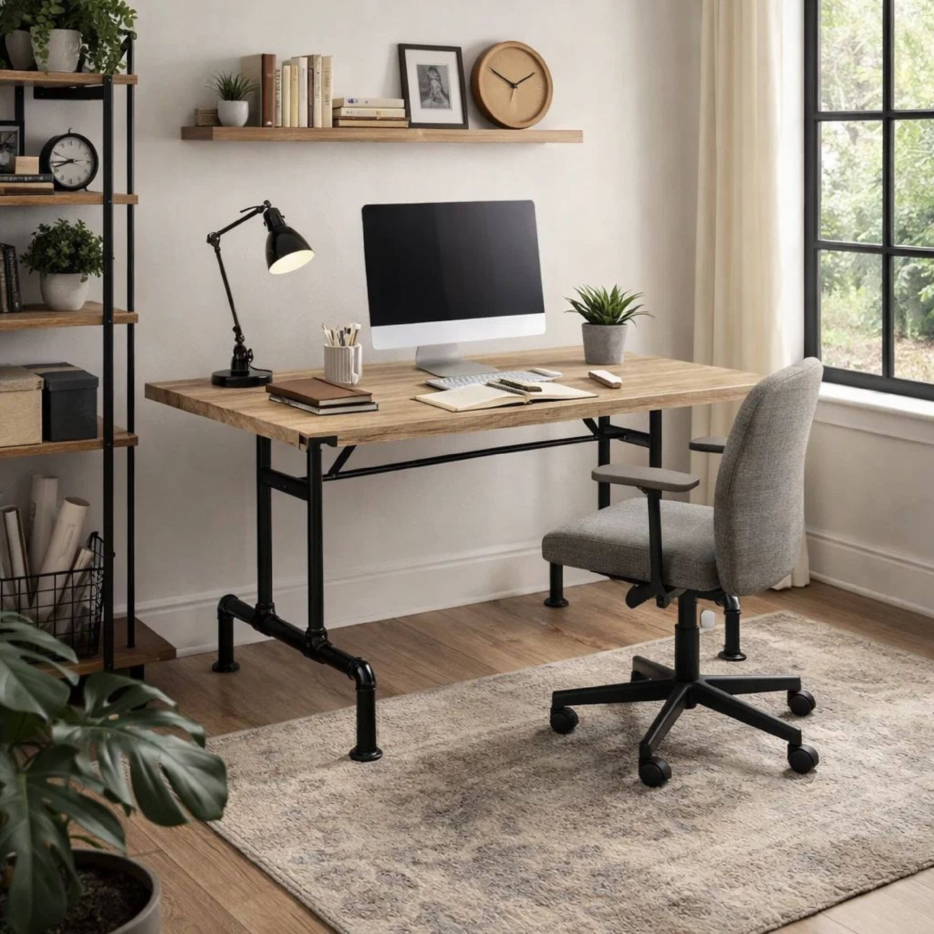 Alt View 5. Manhattan Lane - Ada 64 Inch Solid Wood Dining Table, Metal Frame, Rectangular - Brown.